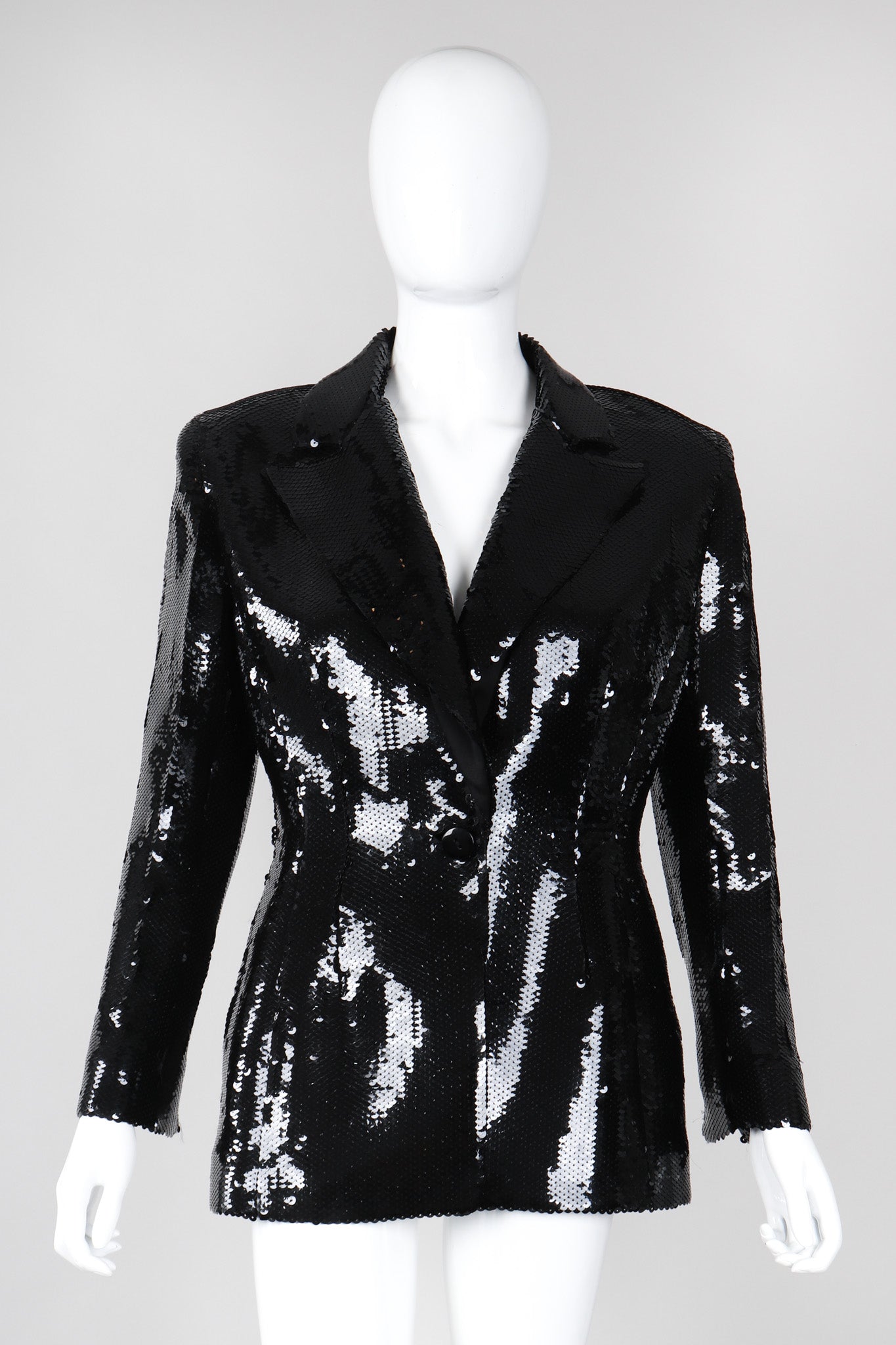 Recess Los Angeles Vintage Badgley Mischka Liquid Sequin Jacket & Skirt Suit Set