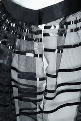 Vintage Badgley Mischka Sheer Black Striped Mesh Ball Skirt back closure