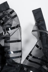 Vintage Badgley Mischka Sheer Black Striped Mesh Ball Skirt Waistband closure