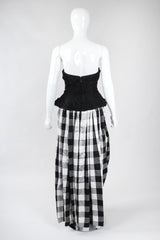 Recess Los Angeles Vintage Baracci Silk Gingham Bustier Ball Gown