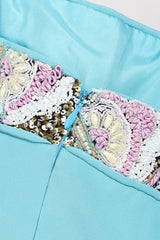 Recess Los Angeles Vintage Baracci Silk Mermaid Embellished Empire Dress