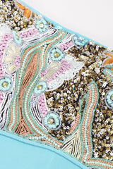 Recess Los Angeles Vintage Baracci Silk Mermaid Embellished Empire Dress