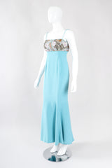 Recess Los Angeles Vintage Baracci Silk Mermaid Embellished Empire Dress