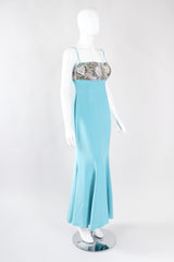 Recess Los Angeles Vintage Baracci Silk Mermaid Embellished Empire Dress