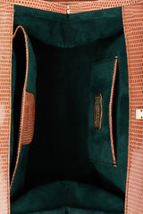 Recess Los Angeles Vintage Barry Kieselstein-Cord Gold Metal Alligator Tan Hardware Suede Lining