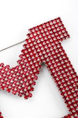 Recess Los Angeles Vintage Dorothy Bauer M Shaped Large Initial Red Rhinestone Pin
