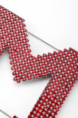 Recess Los Angeles Vintage Dorothy Bauer M Shaped Large Initial Red Rhinestone Pin