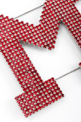 Recess Los Angeles Vintage Dorothy Bauer M Shaped Large Initial Red Rhinestone Pin