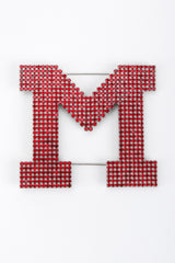 Recess Los Angeles Vintage Dorothy Bauer M Shaped Large Initial Red Rhinestone Pin