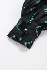 Recess Los Angeles Vintage Pauline Trigere Balloon Sleeve Glitter Velvet Burnout Dress