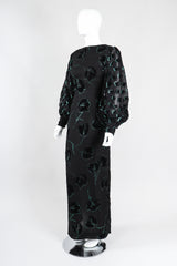 Recess Los Angeles Vintage Pauline Trigere Balloon Sleeve Glitter Velvet Burnout Dress