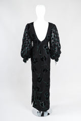 Recess Los Angeles Vintage Pauline Trigere Balloon Sleeve Glitter Velvet Burnout Dress
