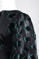 Recess Los Angeles Vintage Pauline Trigere Balloon Sleeve Glitter Velvet Burnout Dress