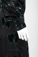 Recess Los Angeles Vintage Pauline Trigere Balloon Sleeve Glitter Velvet Burnout Dress