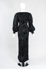 Recess Los Angeles Vintage Pauline Trigere Balloon Sleeve Glitter Velvet Burnout Dress