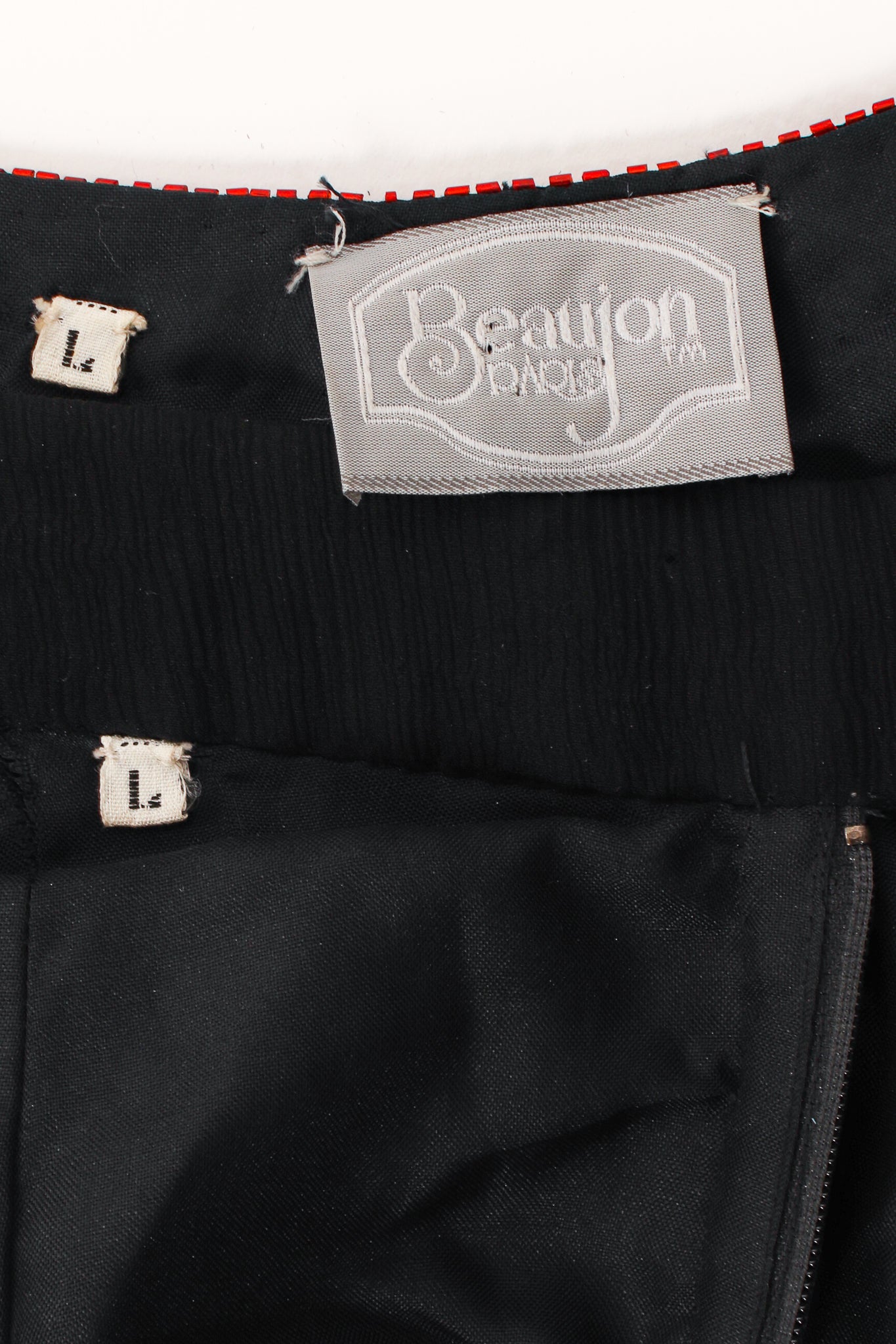 Vintage Beaujon Beaded Zigzag Peplum Skirt Set label at Recess Los Angeles