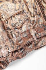 Recess Los Angeles Vintage Begedor Metallic Gold Bronze Animal Leather Moto Jacket