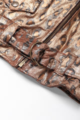 Recess Los Angeles Vintage Begedor Metallic Gold Bronze Animal Leather Moto Jacket