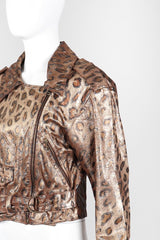 Recess Los Angeles Vintage Begedor Metallic Gold Bronze Animal Leather Moto Jacket