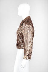 Recess Los Angeles Vintage Begedor Metallic Gold Bronze Animal Leather Moto Jacket