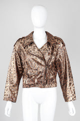 Recess Los Angeles Vintage Begedor Metallic Gold Bronze Animal Leather Moto Jacket