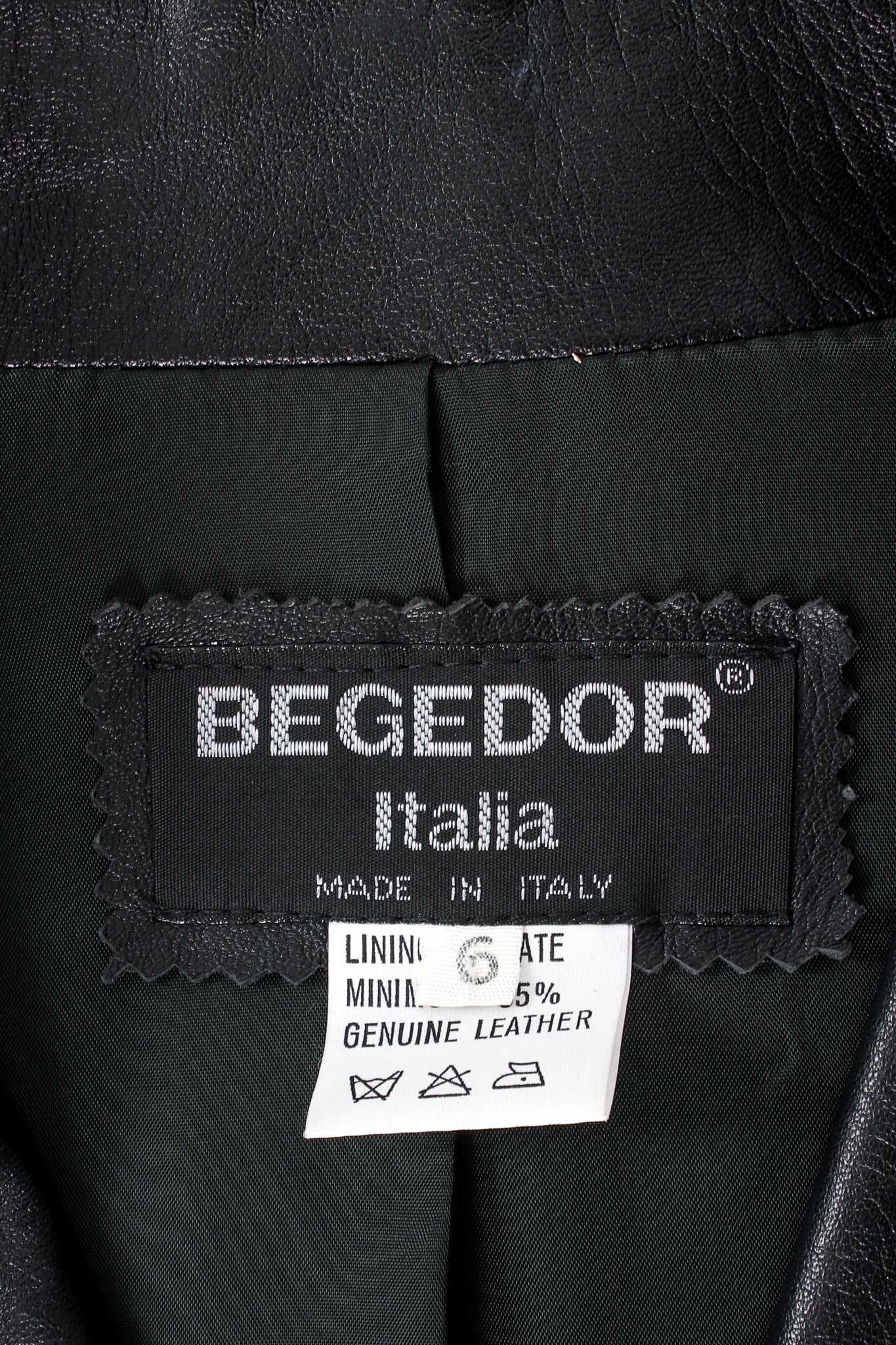Vintage Begedor Double Breasted Leather Trench Coat label at Recess Los Angeles