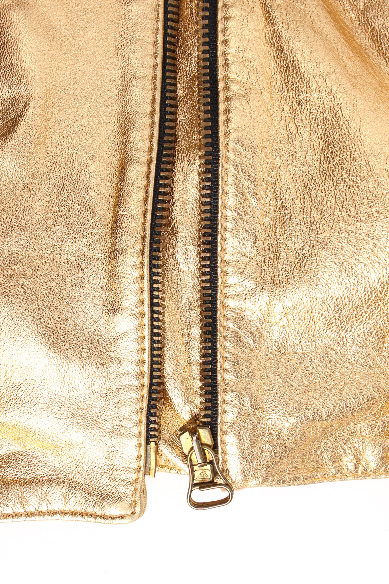 Vintage Begedor Metallic Leather Jacket main zipper @ Recess LA