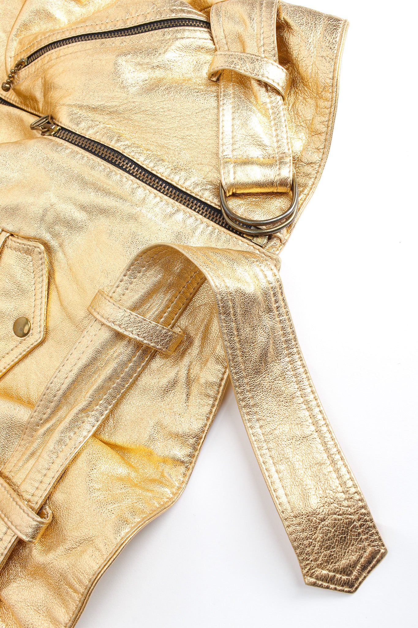 Vintage Begedor Metallic Leather Jacket hem/belt @ Recess LA