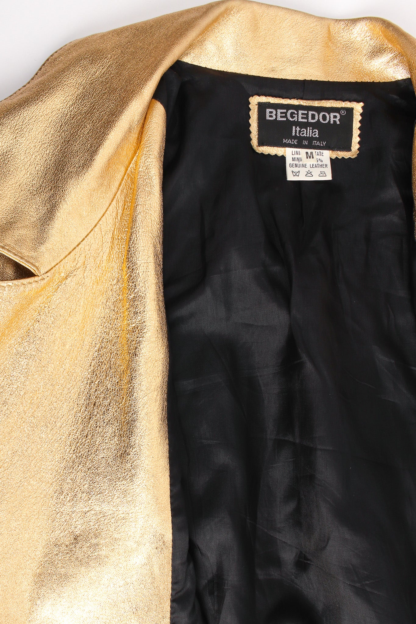 Vintage Begedor Metallic Leather Jacket lapel/lining @ Recess LA