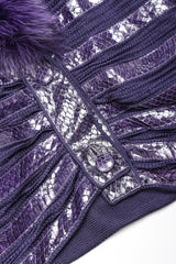 Recess Designer Consignment Vintage Beltrami Fur Collar Snakeskin Knit Stripe Batwing Jacket Los Angele Resale