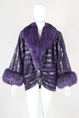 Recess Designer Consignment Vintage Beltrami Fur Collar Snakeskin Knit Stripe Batwing Jacket Los Angele Resale