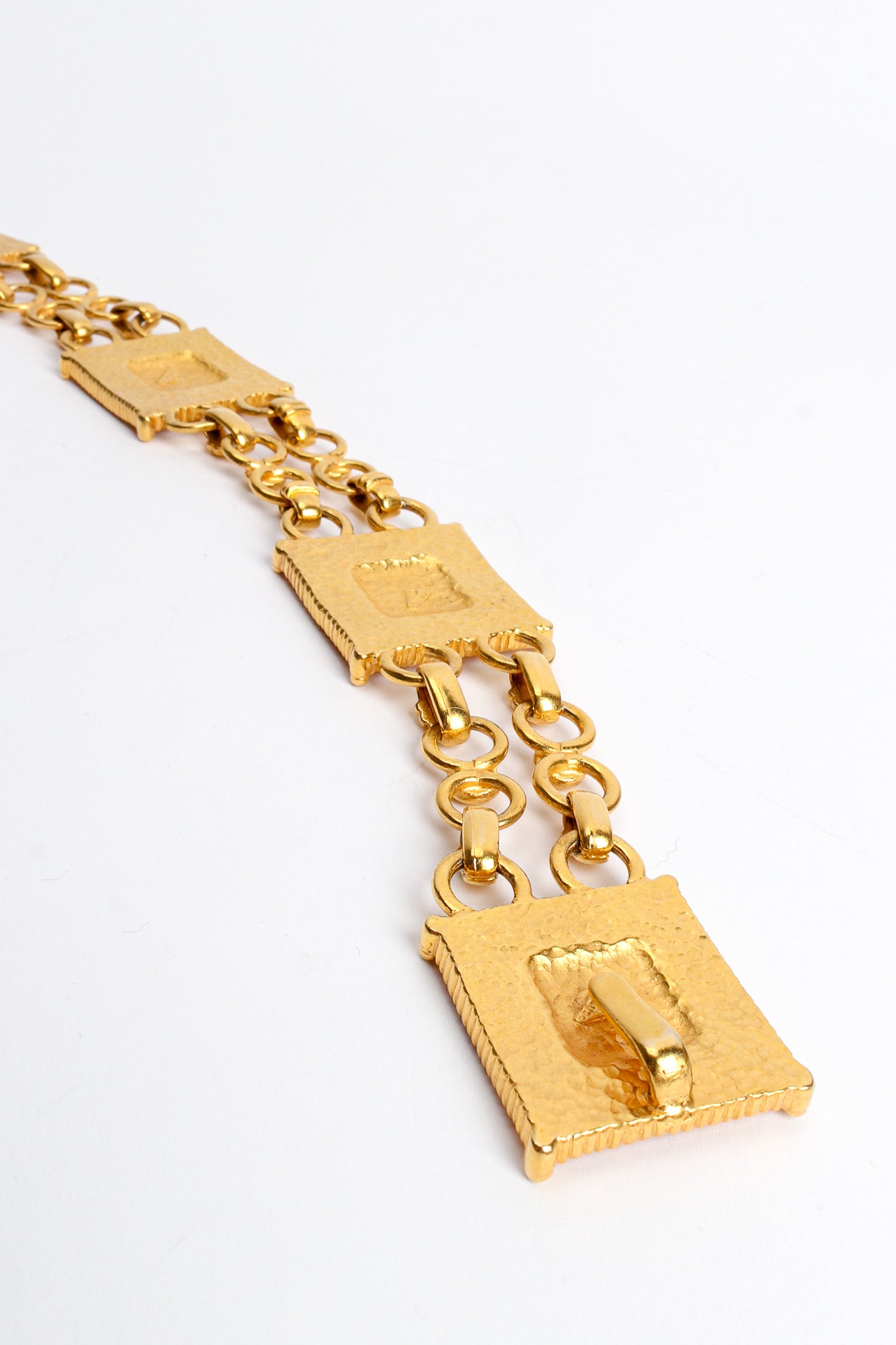 Vintage Ben Amun Square Emblem Chain Link Belt hook at Recess LA