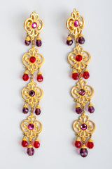 Vintage Ben Amun Long Flourish Drop Earrings at Recess