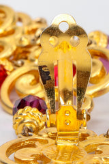 Vintage Ben Amun Long Flourish Drop Earrings Clip detail