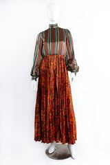 Vintage Bendel's Studio Wide Leg Paisley Silk Jumpsuit on Mannequin front at Recess Los Angeles