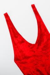 Vintage Alley Cat by Betsey Johnson Red Panne Velvet Dress tank straps