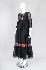 Recess Los Angeles Vintage Beverly Paige Sheer Embroidered Peasant Dress