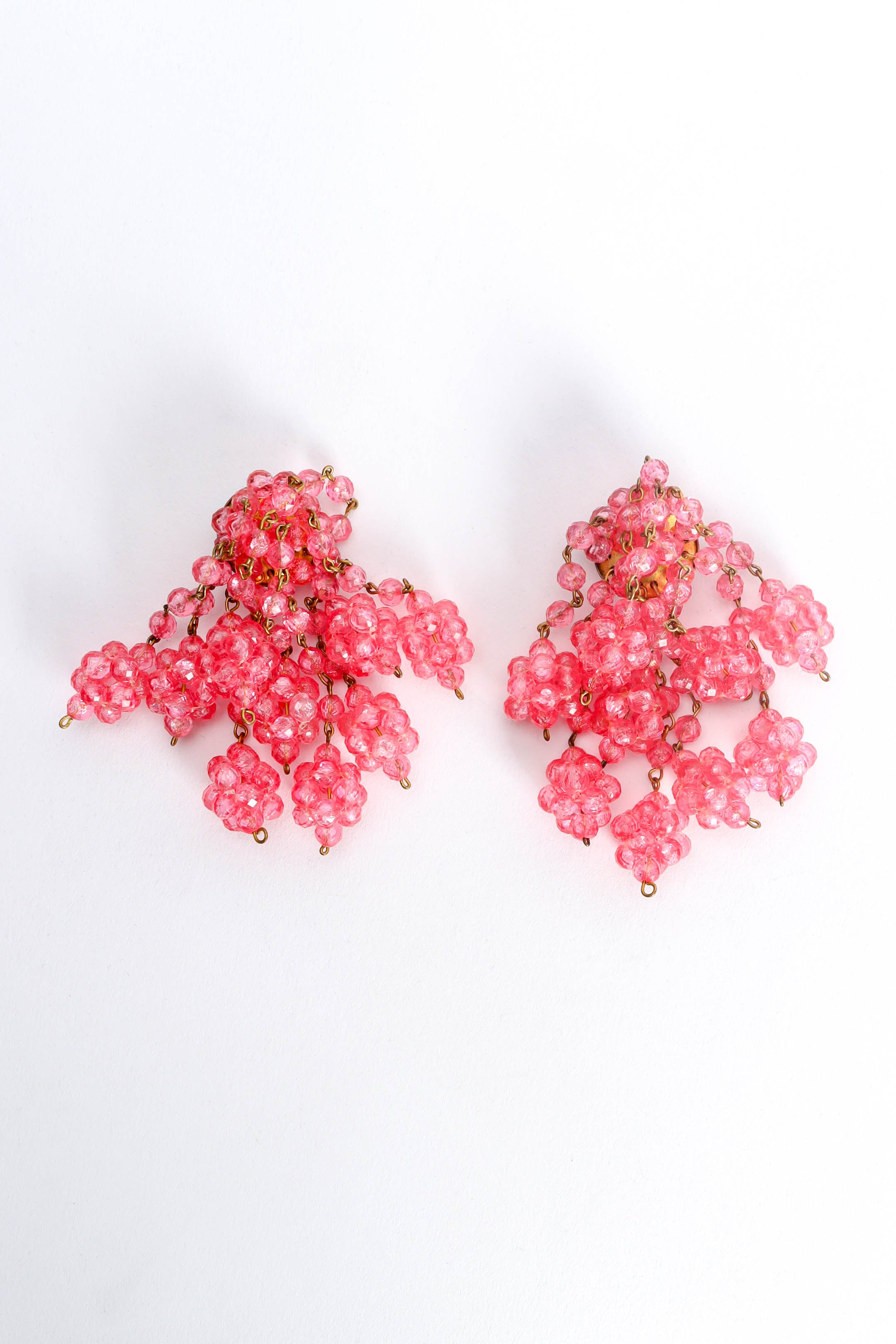 Vintage Bijoux Valentine Chandelier Flower Cluster Earrings flat lay pair @ Recess LA