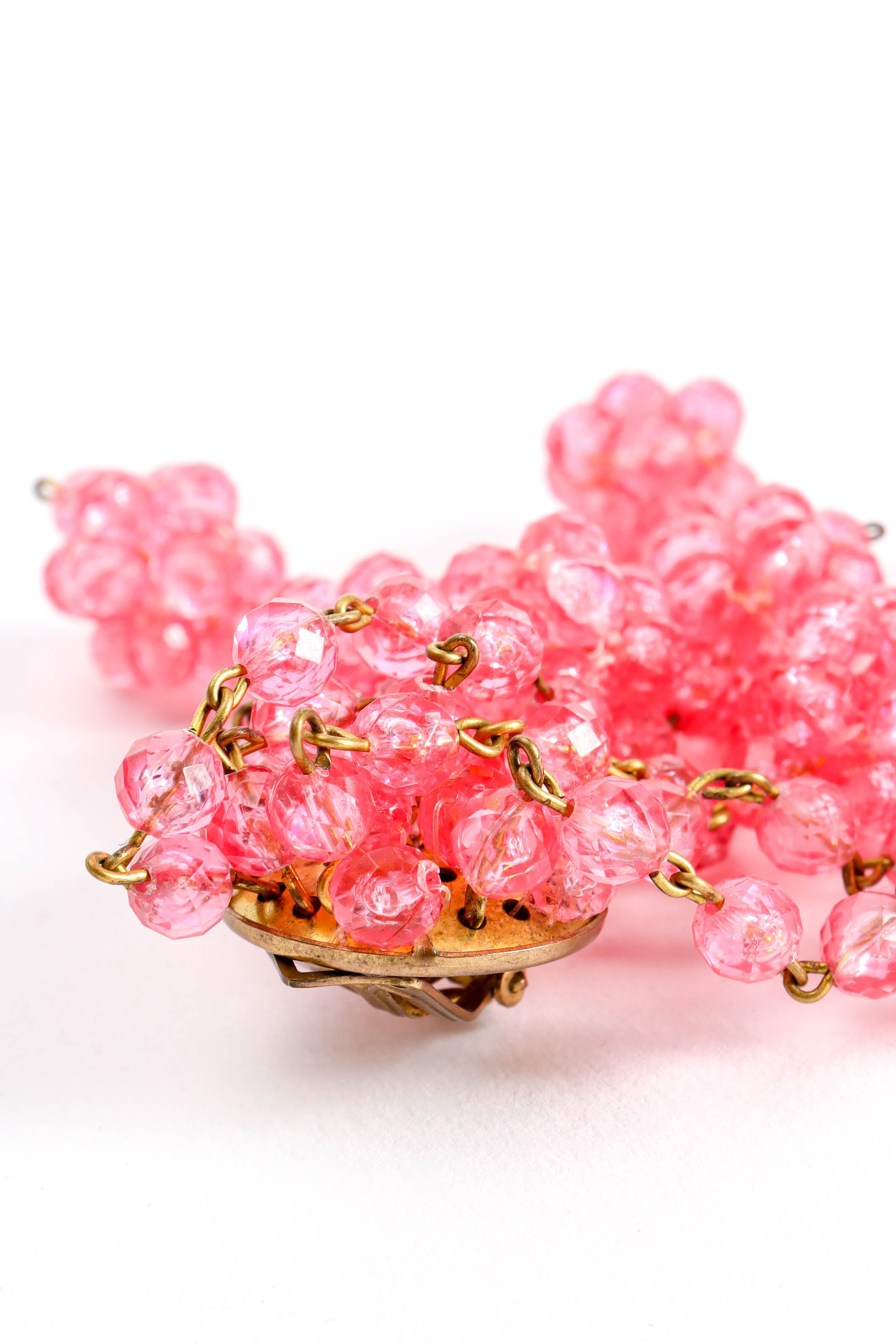 Vintage Bijoux Valentine Chandelier Flower Cluster Earrings crystal bead detail @ Recess LA