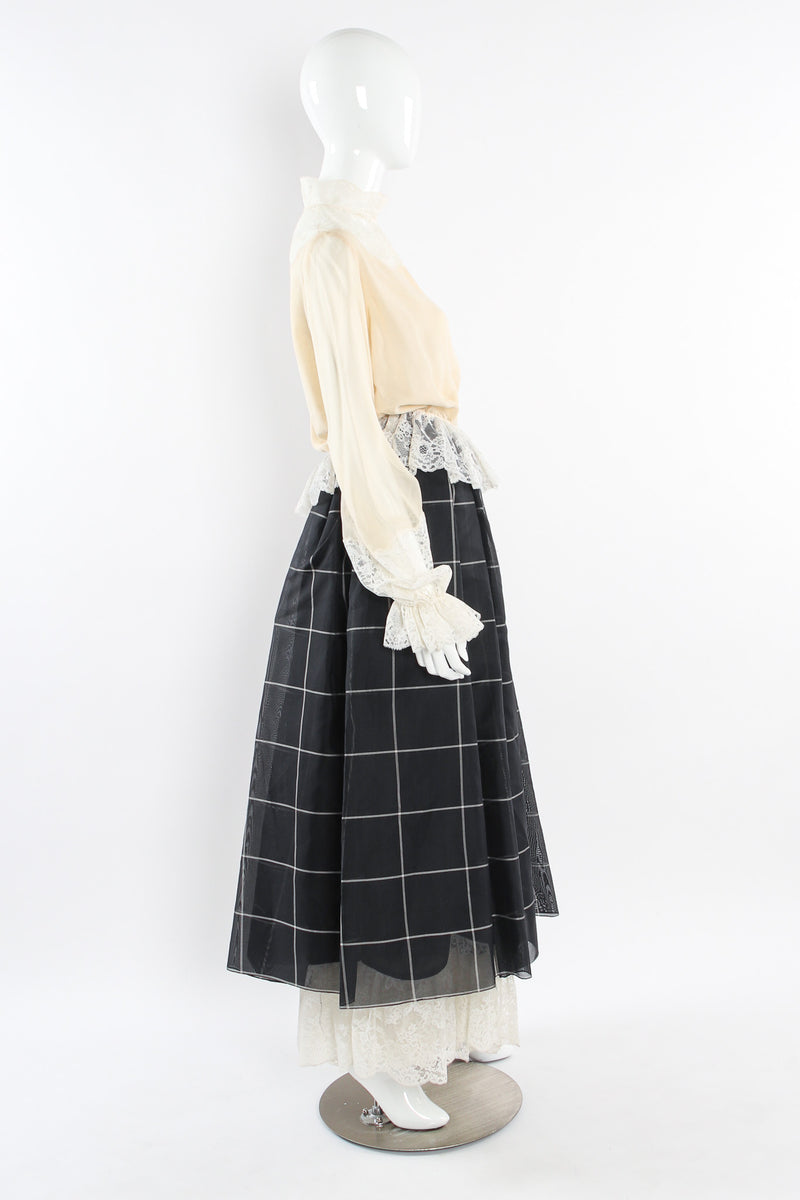 Vintage Bill Blass Lace Silk Top & Checker Skirt Set mannequin side @ Recess LA