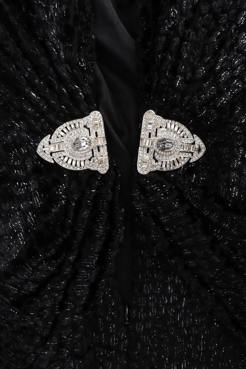 Vintage Bill Blass Metallic Burnout Open Back Gown Brooch Detail @ Recess LA