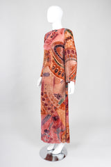 Recess Los Angeles Vintage Bill Blass Velvet Woodblock Print Burnout Gown