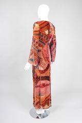 Recess Los Angeles Vintage Bill Blass Velvet Woodblock Print Burnout Gown