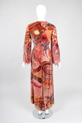 Recess Los Angeles Vintage Bill Blass Velvet Woodblock Print Burnout Gown