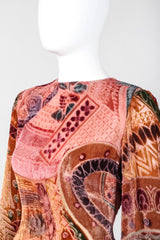 Recess Los Angeles Vintage Bill Blass Velvet Woodblock Print Burnout Gown