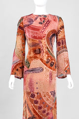 Recess Los Angeles Vintage Bill Blass Velvet Woodblock Print Burnout Gown