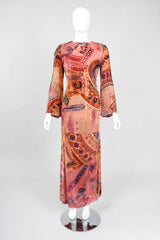 Recess Los Angeles Vintage Bill Blass Velvet Woodblock Print Burnout Gown