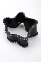 Recess Los Angeles Vintage Bill Schiffer Black Freeform Amoeba Cuff Bracelet Rhinestone Wavy Organic Abstract Plastic Bangle