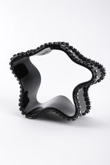 Recess Los Angeles Vintage Bill Schiffer Black Freeform Amoeba Cuff Bracelet Rhinestone Wavy Organic Abstract Plastic Bangle