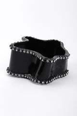 Recess Los Angeles Vintage Bill Schiffer Black Freeform Amoeba Cuff Bracelet Rhinestone Wavy Organic Abstract Plastic Bangle